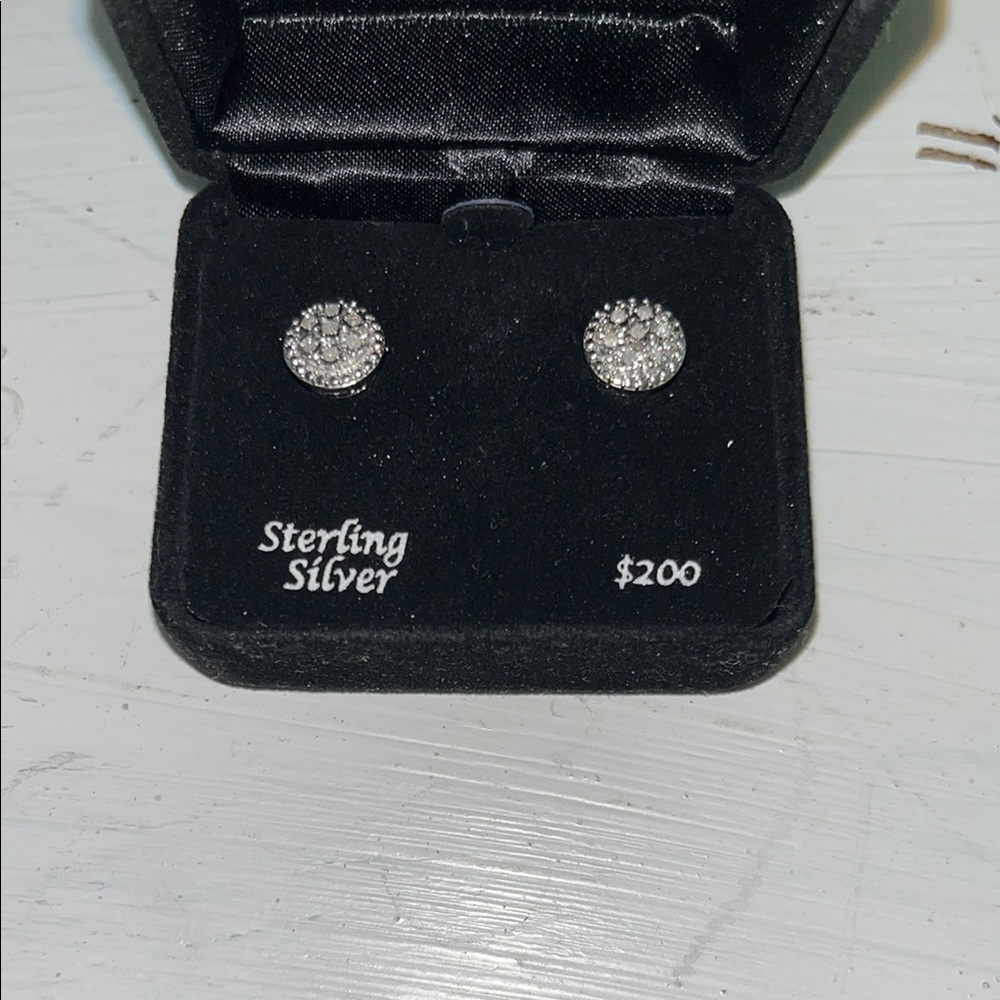 Macy's Silver Earrings with Pavé-Set Diamonds